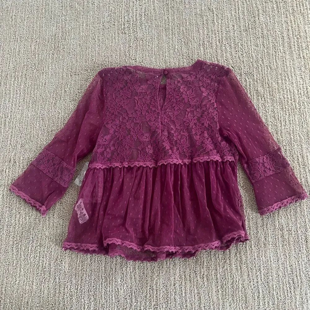 Free People PinkLace 3/4 Sleeve Flowy Top - Picture 6 of 7